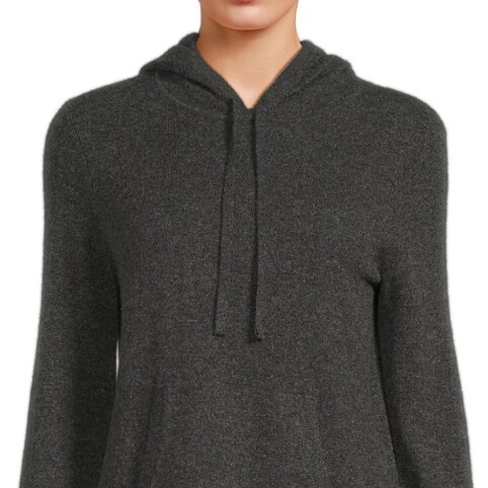 100% Cashmere Saks Fifth Ave Dark Grey Cashmere Pullover Hoodie Sweater Size XS